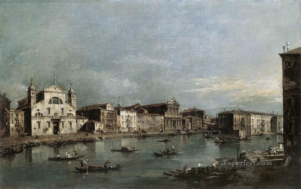 サンタ・ルチアとスカルツィ・フランチェスコ・グアルディ・ヴェネツィアの大運河油絵